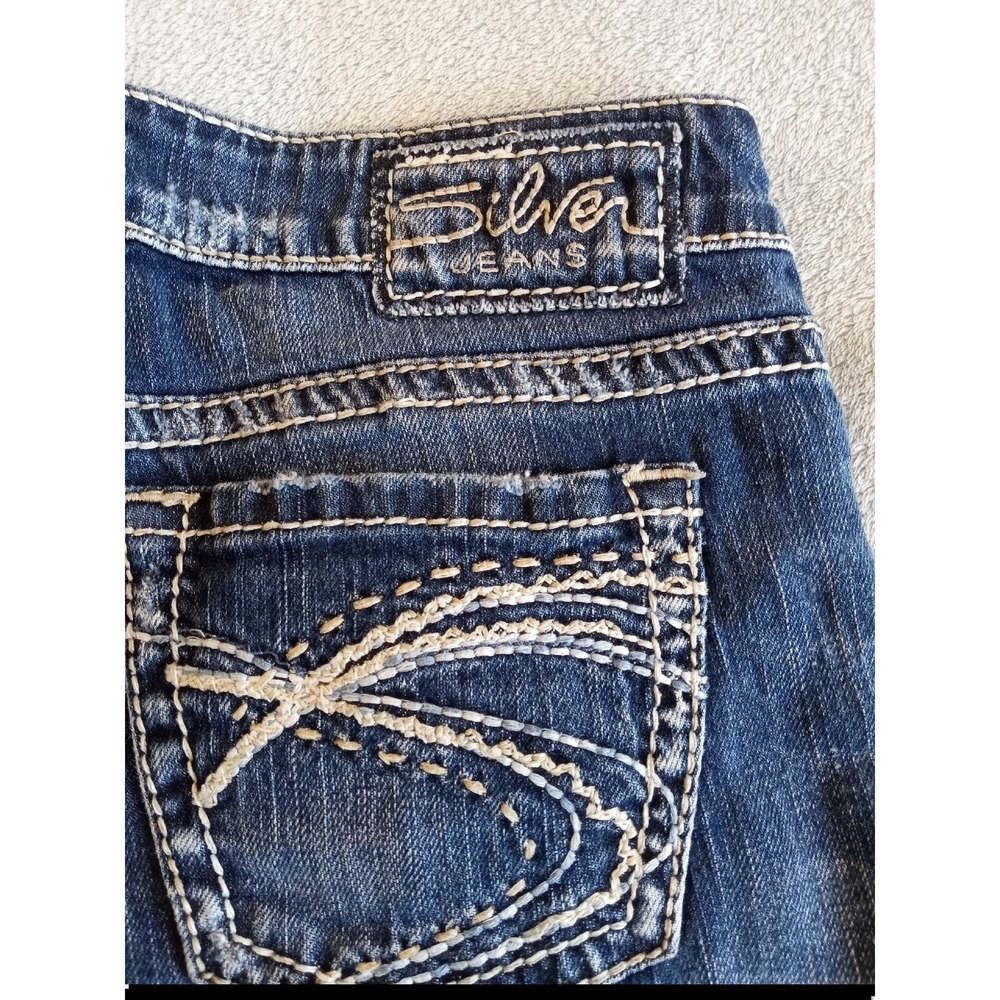 Silver Santorini Women's Size 28 Low Rise Ankle Cropped Denim Blue Jeans 28x27‎